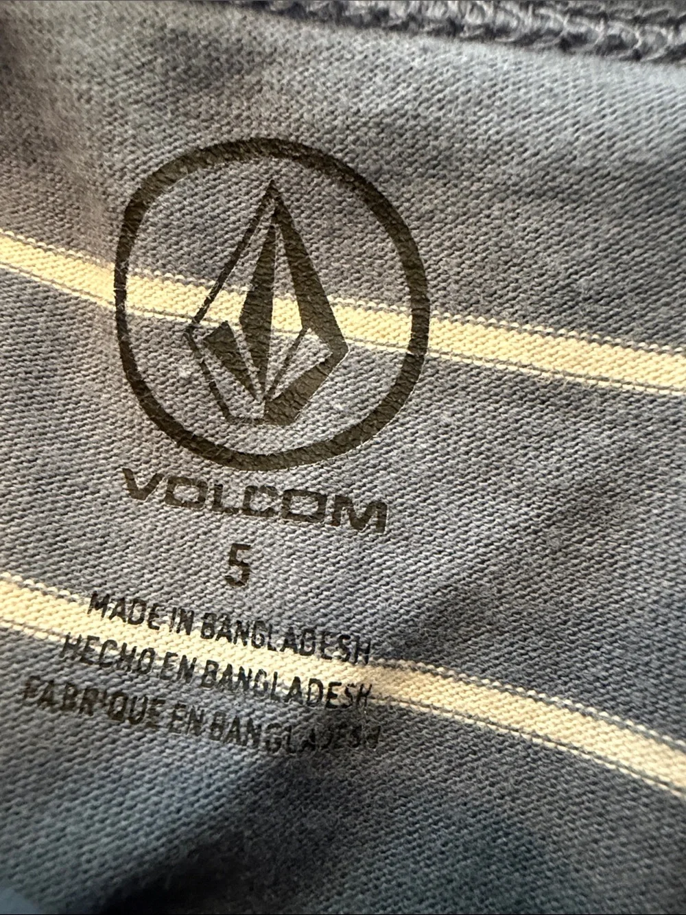 Volcom Blue and White Striped Short-Sleeve Tee Size 5 C39-169